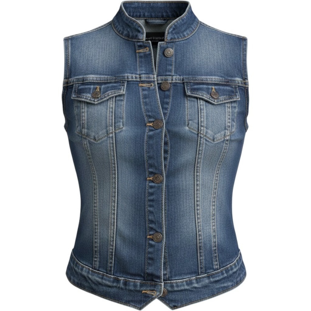 Levi Strauss Denim Vest Women Medium M 8-10 Blue Excellent Button Front Cotton